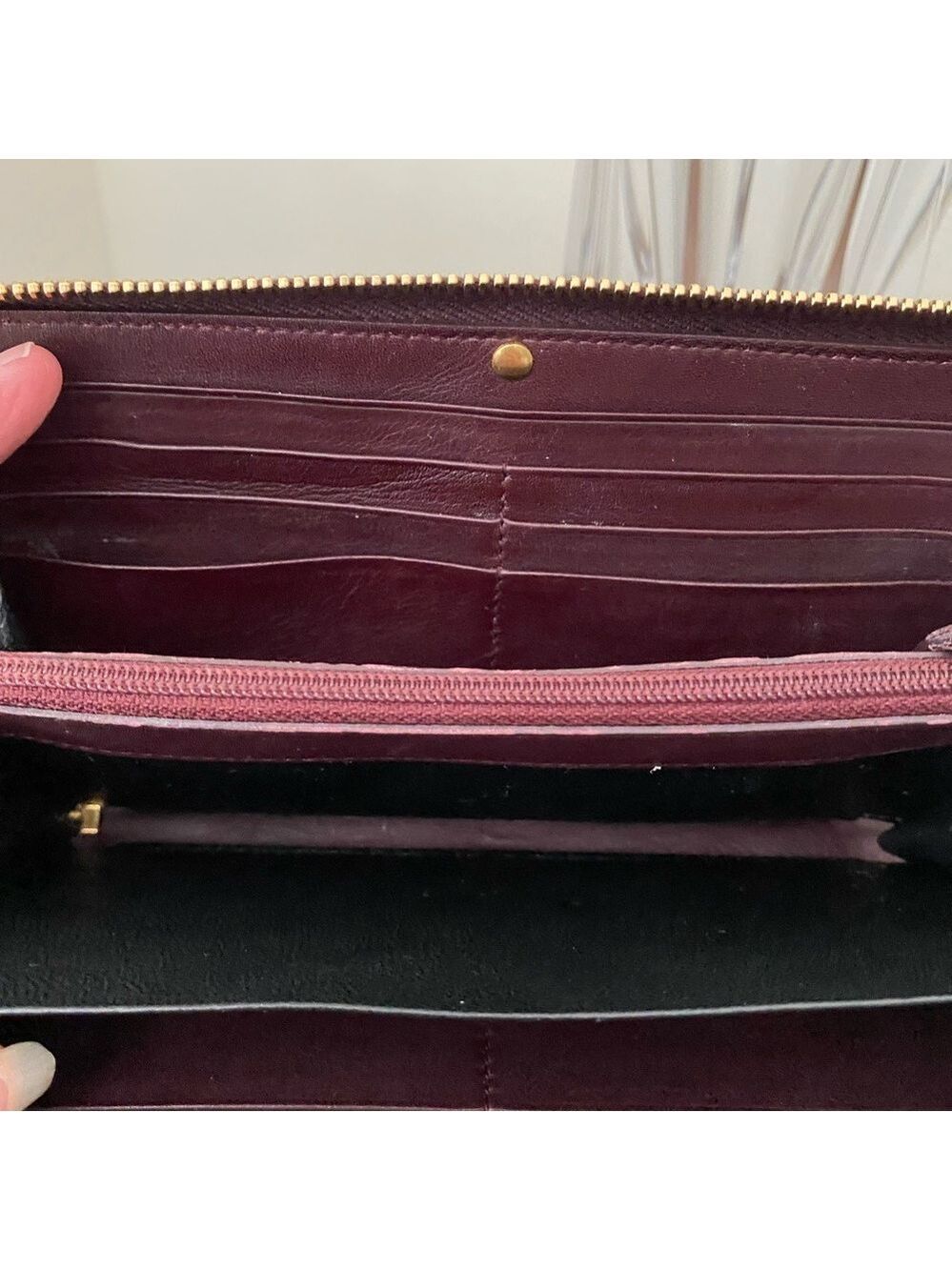 Saint Laurent Y-Ligne (Chyc) Flap Calfskin Leather Dark Purple Wallet EUC - Picture 7 of 9